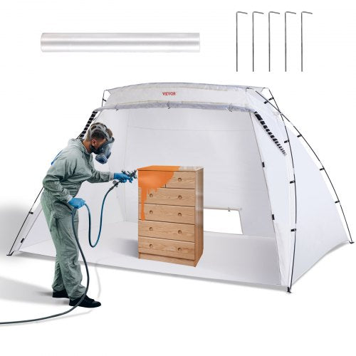Sprayfärgsskydd, 3,0m x 2,1m x 1,8m bärbart sprayfärgstält med inbyggt golv och nätskärm, hopfällbar målarbox för möbler, stor gör-det-själv-hobbyverktyg, målarstation