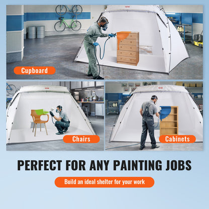 Sprayfärgsskydd, 3,0m x 2,1m x 1,8m bärbart sprayfärgstält med inbyggt golv och nätskärm, hopfällbar målarbox för möbler, stor gör-det-själv-hobbyverktyg, målarstation