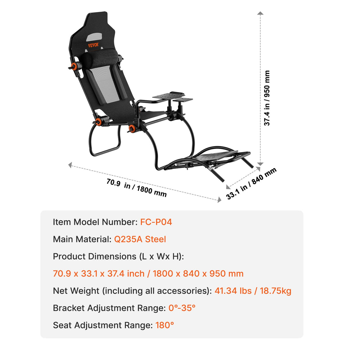 Racing Wheel Stand Foldable For Logitech G923/G920/G29, Steering Wheel Stand & Foot Pedal Angle Adjustable,Portable Steel Driving Simulator Cockpit-Thrustmaster T248P, GT/Formula Mode Large Size