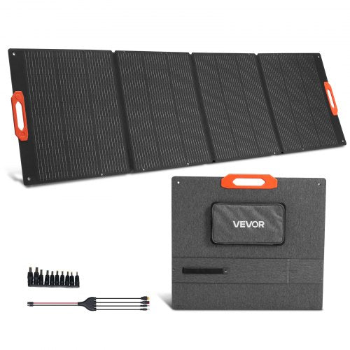 300W Foldable Monocrystalline Solar Panel, 23% High-Efficiency Portable Mono Solar Panel Charger with MC4 Output & 10-in-1 DC Adapters, IP67 Waterproof for Power Stations, Camping, Hiking Trips