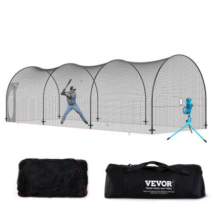Basebollslagbur, nät och ram för softboll och basebollslagbur, bärbart övningsnät med bärväska, kraftig sluten pitchingbur, för slagträning i trädgården, 33 fot