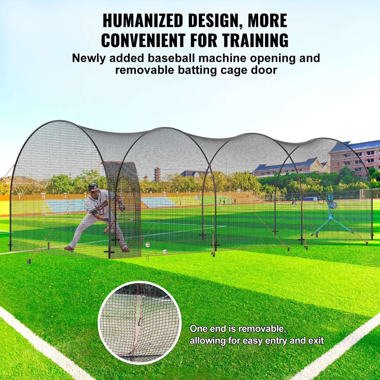 Basebollslagbur, nät och ram för softboll och basebollslagbur, bärbart övningsnät med bärväska, kraftig sluten pitchingbur, för slagträning i trädgården, 33 fot