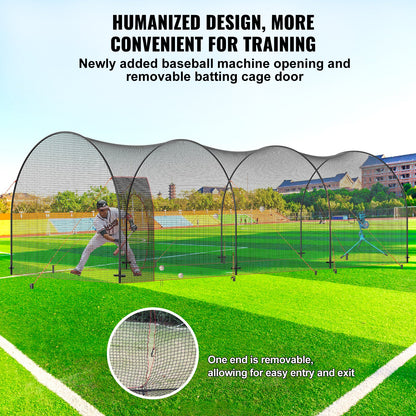 Basebollslagbur, nät och ram för softboll och basebollslagbur, bärbart övningsnät med bärväska, kraftig sluten pitchingbur, för slagträning i trädgården, 33 fot