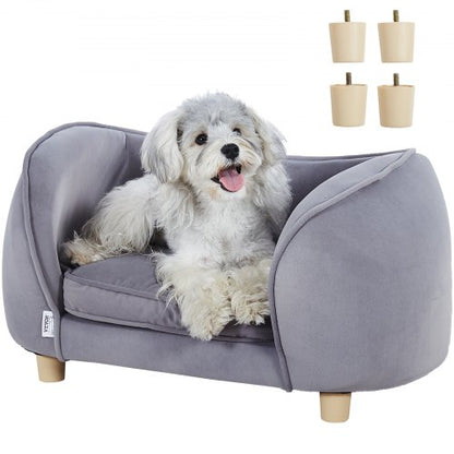 Pet Sofa, Dog Couch for Small Dogs and Cats, Soft Velvety Dog Sofa Bed, 66 lbs Loading Cat Sofa, Dark Grey