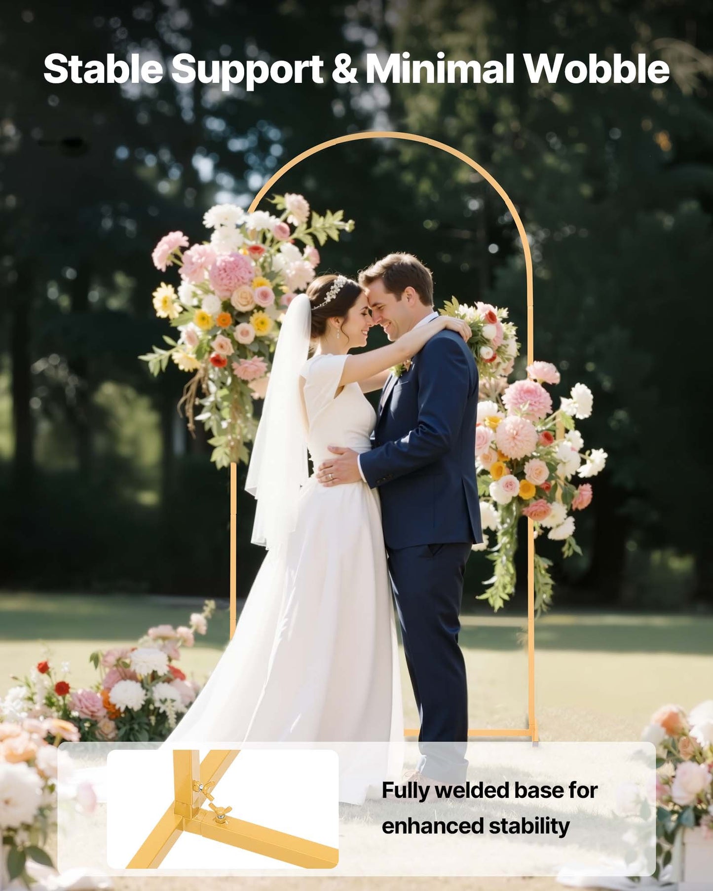 Arch Backdrop Stand, 2 x 1 m, Stable Structure, Easy Assembly, 1 Piece Gold Metal Arch Backdrop Stand for Wedding, Birthday Party, Graduation, Holiday Celebration, and Ceremony Decoration