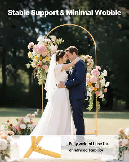 Arch Backdrop Stand, 2 x 1 m, Stable Structure, Easy Assembly, 1 Piece Gold Metal Arch Backdrop Stand for Wedding, Birthday Party, Graduation, Holiday Celebration, and Ceremony Decoration