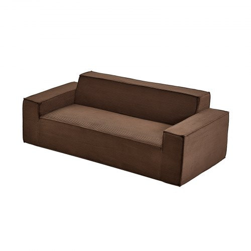 2110 mm Modern Sofa, Comfy Corduroy Couch with Deep Seats, Cloud Sofa with Wide Armrests, No Assembly Required, Large Plush Couch Ideal for Living Room, Bedroom, Apartment and Office, Brown