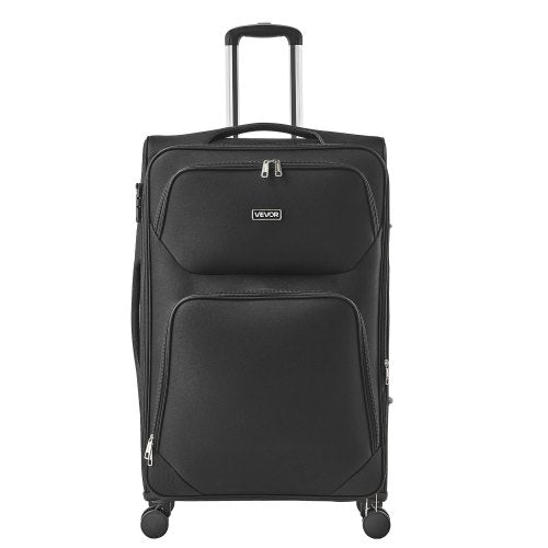Softside Expandable Luggage with Spinner Wheels, 24 inch / 71 cm Softside Checked Large Luggage, Lightweight Checked Suitcase with Expandable Zippered Pocket and TSA Lock, Black