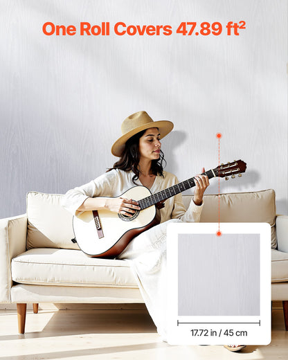 Tapet med självhäftande tapet, 45 cm x 10 m, vit träådring, vattentät, självhäftande, lätt att rengöra och dra av, väggdekorativ vinylrulle för sovrum, kök, kontor, badrum, skrivbord