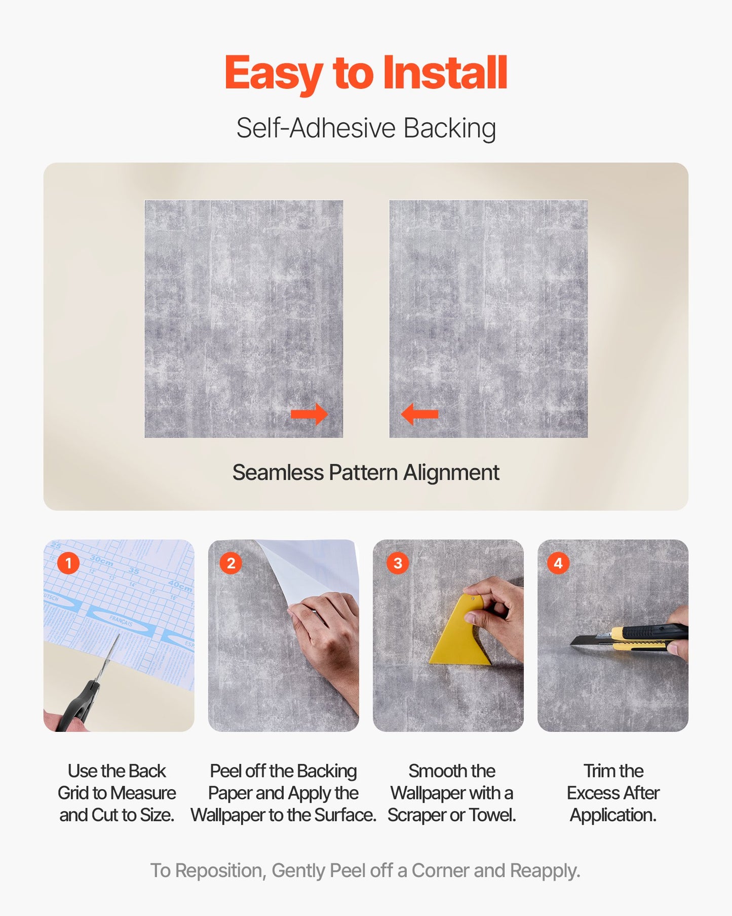 Självhäftande tapet, 40 cm x 15 m kontaktpapper vattentätt självhäftande, lätt att rengöra väggdekorativ vinylrulle för sovrum kök kontor badrum, mörkgrå industriell stil