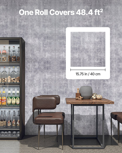 Självhäftande tapet, 40 cm x 15 m kontaktpapper vattentätt självhäftande, lätt att rengöra väggdekorativ vinylrulle för sovrum kök kontor badrum, mörkgrå industriell stil