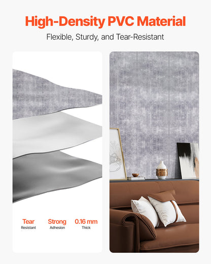 Självhäftande tapet, 40 cm x 15 m kontaktpapper vattentätt självhäftande, lätt att rengöra väggdekorativ vinylrulle för sovrum kök kontor badrum, mörkgrå industriell stil