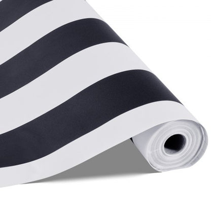 Självhäftande tapet, 45 cm x 15 m, svartvitt, modernt, geometriskt, vattentätt, självhäftande, lätt att rengöra, väggdekorativ vinylrulle för sovrum, kök, kontor, badrum