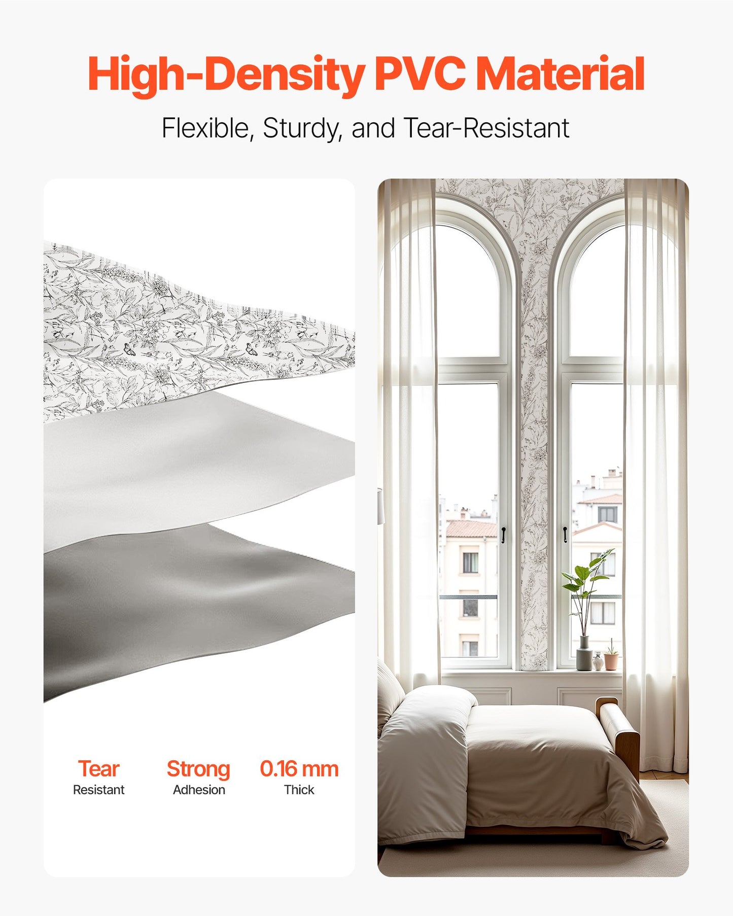 Självhäftande tapet, 45 cm x 10 m, vit linjekonst, botanisk blommig, vattentät, självhäftande, lätt att rengöra, väggdekorativ vinylrulle för sovrum, kök, kontor, badrum