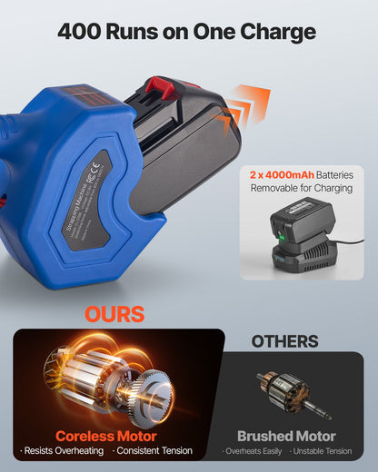Elektrisk bandningsmaskin, 2 x 4000mAh batterier, automatiskt bandningsverktyg med digital display för 10-19 mm breda PET-band, bandningsspännmaskin för förpackningskartonger och pallar