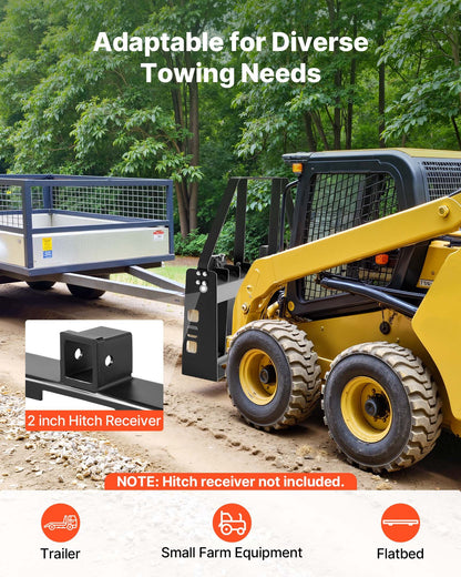 Pallgafflar för kompaktlastare, 1814 kg nominell kapacitet, pallgaffelramfäste med 122 cm pallgafflar, 50,8 mm dragkrokfäste och spjuthylsor, lämplig för kompaktlastare, traktorer