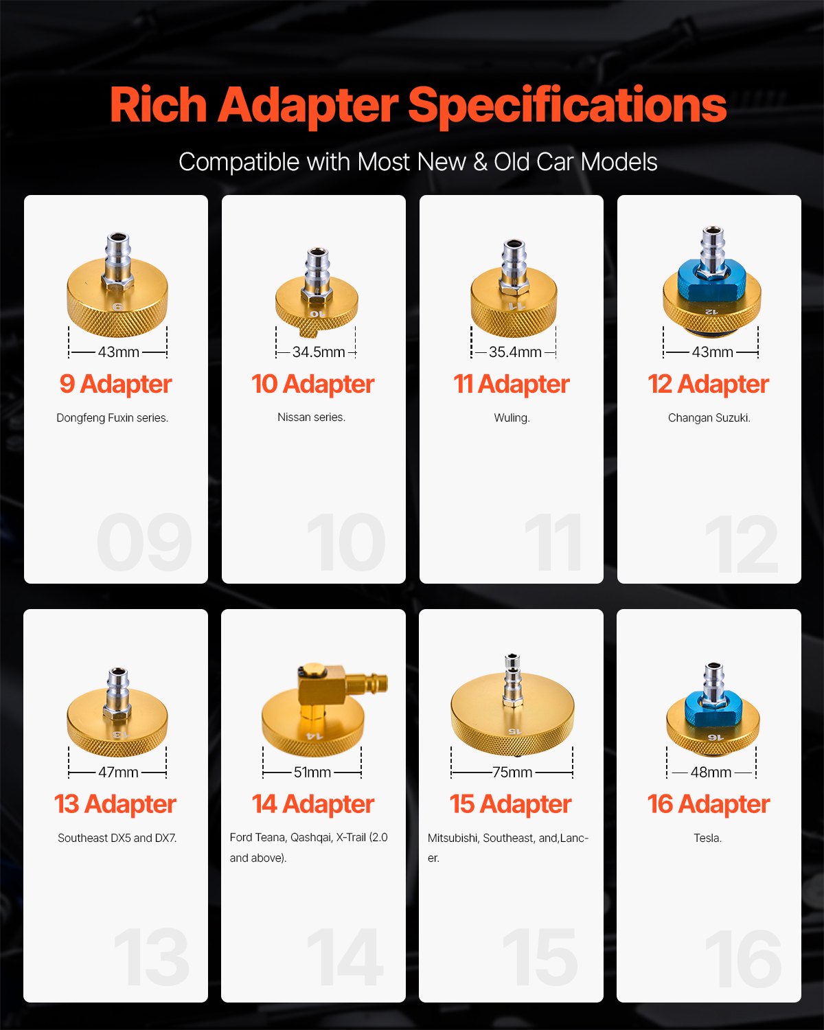 Bromshuvudluftningssats, 17 delar, professionell bromsluftningsadaptersats med komplett sats och handtag, hållbar bromsluftningsadapter för bromsvätskepåfyllning, passar de flesta nya och gamla fordon