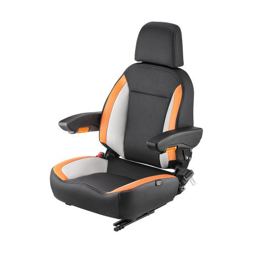 Universellt gaffeltrucksäte, traktorsäte med justerbart ryggstöd, armstöd, nackstöd och säkerhetsbälte, säkert traktorsäte med mikrobrytare, ergonomiskt gräsklipparsäte för kompaktlastare, bulldozer