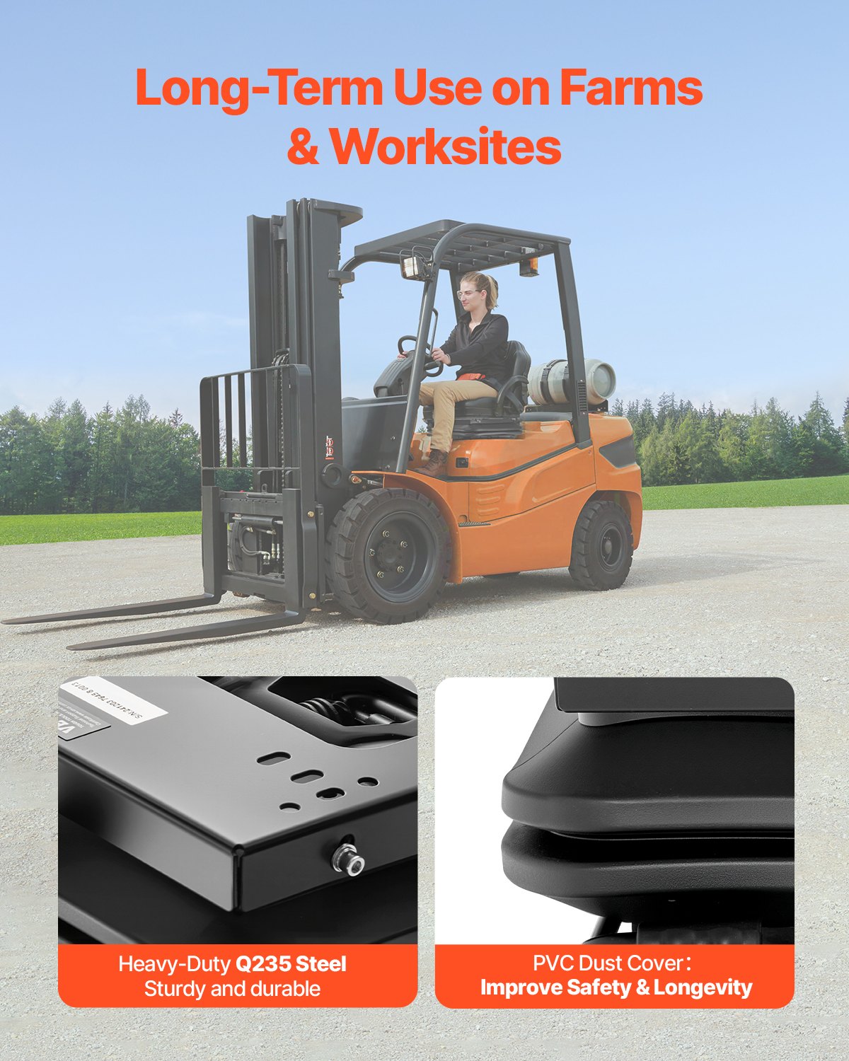 Sätesfjädringskit med sätesglidspår, universell luftfjädring för sätet med dammskydd, 15 cm justerbar fram-till-bak-funktion, sätesfjädringskit för nollsvänggräsklippare, gaffeltruck