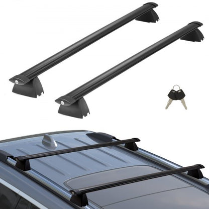 Takräckesstänger, kompatibel med Jeep Grand Cherokee 2011-2021 med spårade sidoräcken, 90,72 kg lastkapacitet, aluminiumstänger med lås, för taklastväska, bagage, kajak, cykel