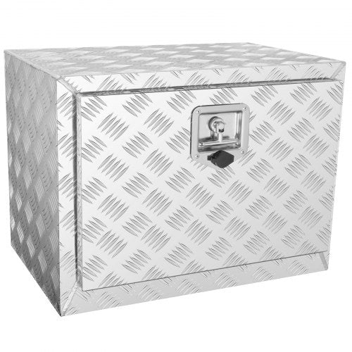 Underrede för lastbil, förvaringslåda för pickuper 24"×17"×18", verktygslåda i kraftig aluminium med diamantplåt, lås och nycklar, vattentät förvaringslåda för släpvagn med T-handtag för lastbil, skåpbil, släpvagn