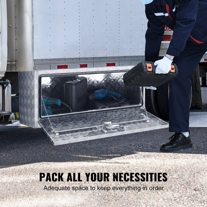 Underrede för lastbil, förvaringslåda för pickup, kraftig verktygslåda i diamantplåt i aluminium med lås och nycklar, vattentät förvaringslåda för släpvagn med T-handtag för lastbil, skåpbil, släpvagn