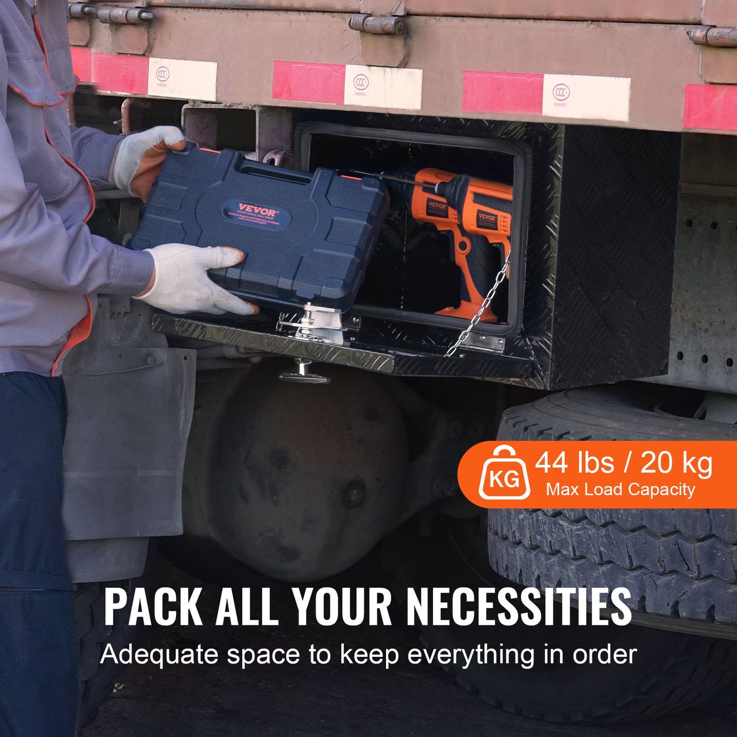 Verktygslåda i aluminium för lastbil undertill, 45,7x30,5x35,6 cm, verktygsförvaring för husvagn/husvagn