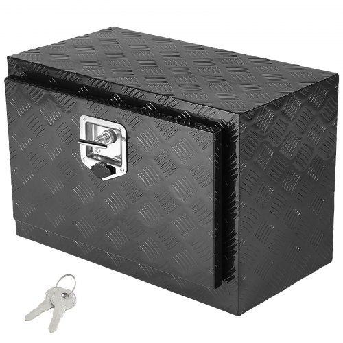 Underrede för lastbil, förvaringslåda för pickuper 61 x 38 x 40 cm, verktygslåda i kraftig aluminium med diamantplåt, lås och nycklar, vattentät förvaringslåda för släpvagnar med T-handtag för lastbil, skåpbil, släpvagn