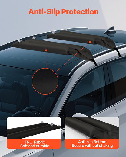 Uppblåsbara mjuka takräcken, 37,6-tums universella biltakräcke, 88 kg lastning av bagage Kajakhållare med 2 surrremmar och rep, handluftpump, förvaringsväska för kanoter surfbrädor SUPs