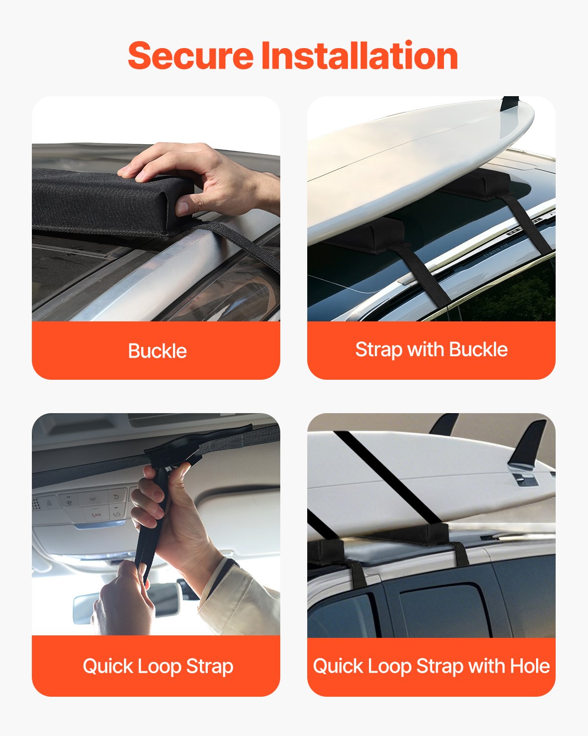 Mjuka takräcke, 15,5-tums universella biltakräcke, 176 kg lastkapacitet bagagehållare kajak med bärbar förvaringsväska för SUP kanot snowboard paddelbräda surfbräda