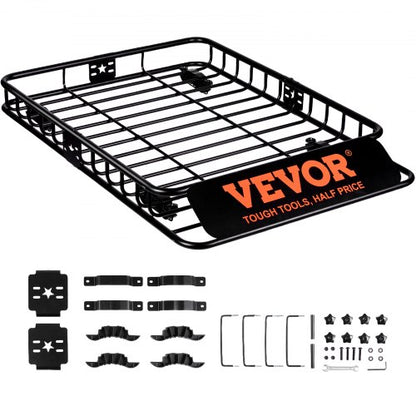 Takräckekorg, 117,5 x 91,5 x 11,4 cm taklasthållare, kraftig universal takräckekorg med kapacitet på 90,7 kg, bagagehållare för SUV, lastbil, fordon