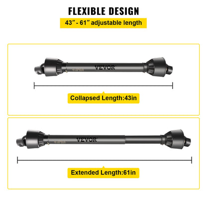 Kraftuttagsaxel Kraftuttagsdrivaxel 1-3/8" x 6 Splineändar Rund ände T4 43"-61"
