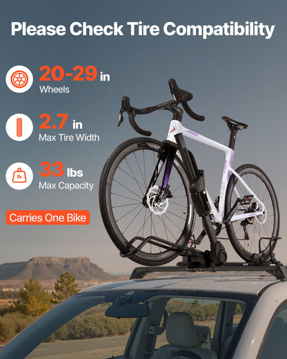 Takcykelhållare, 15 kg kapacitet, hopfällbar, upprätt takmonterad cykelhållare med låssystem och justerbar arm för T-spårsstänger, upprätt takcykelhållare för 1 cykelhållare för bil SUV, svart