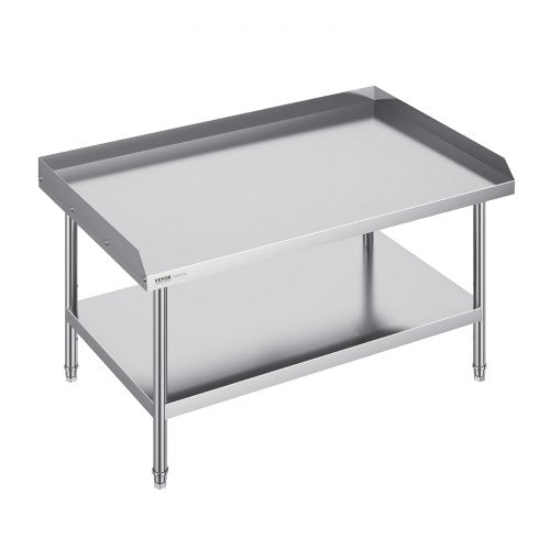 Arbetsbord i rostfritt stål, 30 x 48 x 26 tums kommersiellt arbetsbord för matlagning, 3-sidigt bakstänkskydd kraftigt arbetsbord för matlagning, arbetsbord i metall med justerbar höjd för restaurang, hem och hotell