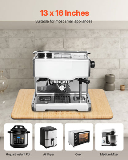 Apparatglidare, medelstor 13 x 16 tum, rullande glidbricka med gummihjul och ihåligt handtag, lätt att rengöra, rullande bricka för kaffebryggare, köksbänkskiva, naturträ