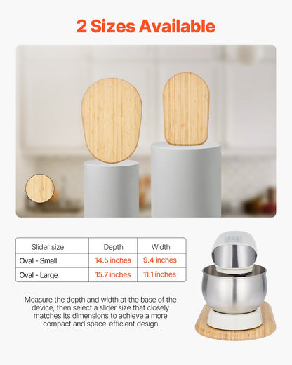 Mixerreglage, oval 15,7 x 11,1 tum, apparatreglage kompatibel med tiltbart huvud 5,5-8 Qt köksmaskin, PTFE-fötter, förvaringsbricka för köksbänkskiva, naturträ
