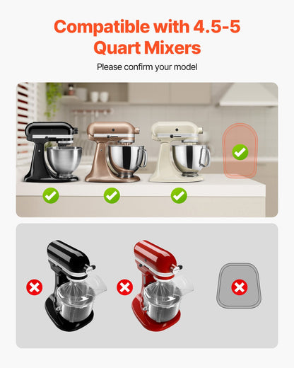 Mixerreglage, oval 14,5 x 9,4 tum, apparatreglage kompatibel med tiltbart huvud 4,5-5 Qt köksmaskin, PTFE-fötter, förvaringsbricka för köksbänkskiva, naturligt trä