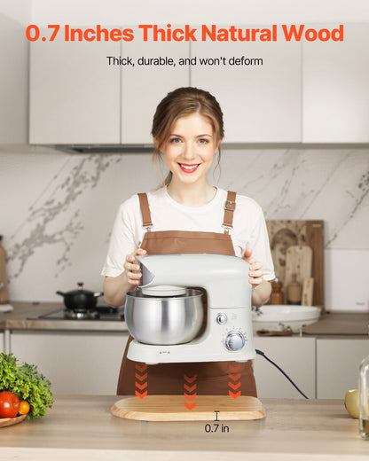Mixerreglage, oval 14,5 x 9,4 tum, apparatreglage kompatibel med tiltbart huvud 4,5-5 Qt köksmaskin, PTFE-fötter, förvaringsbricka för köksbänkskiva, naturligt trä