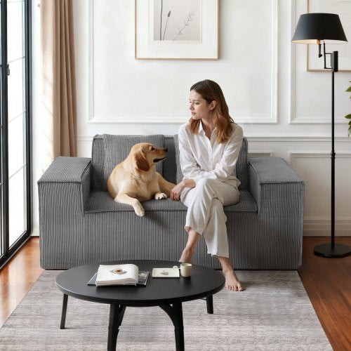 Tvåsitssoffa, 160 cm 2-sitssoffa för vardagsrum, modern liten manchestersoffa med pocketfjädrar, mjuka kuddar, bekväm tvåsitssoffa för sovrum, kontor eller lägenhet, ingen montering krävs, grå