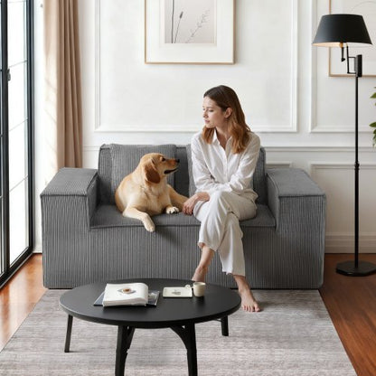 Tvåsitssoffa, 160 cm 2-sitssoffa för vardagsrum, modern liten manchestersoffa med pocketfjädrar, mjuka kuddar, bekväm tvåsitssoffa för sovrum, kontor eller lägenhet, ingen montering krävs, grå