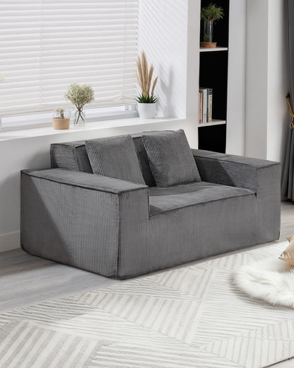 Tvåsitssoffa, 160 cm 2-sitssoffa för vardagsrum, modern liten manchestersoffa med pocketfjädrar, mjuka kuddar, bekväm tvåsitssoffa för sovrum, kontor eller lägenhet, ingen montering krävs, grå