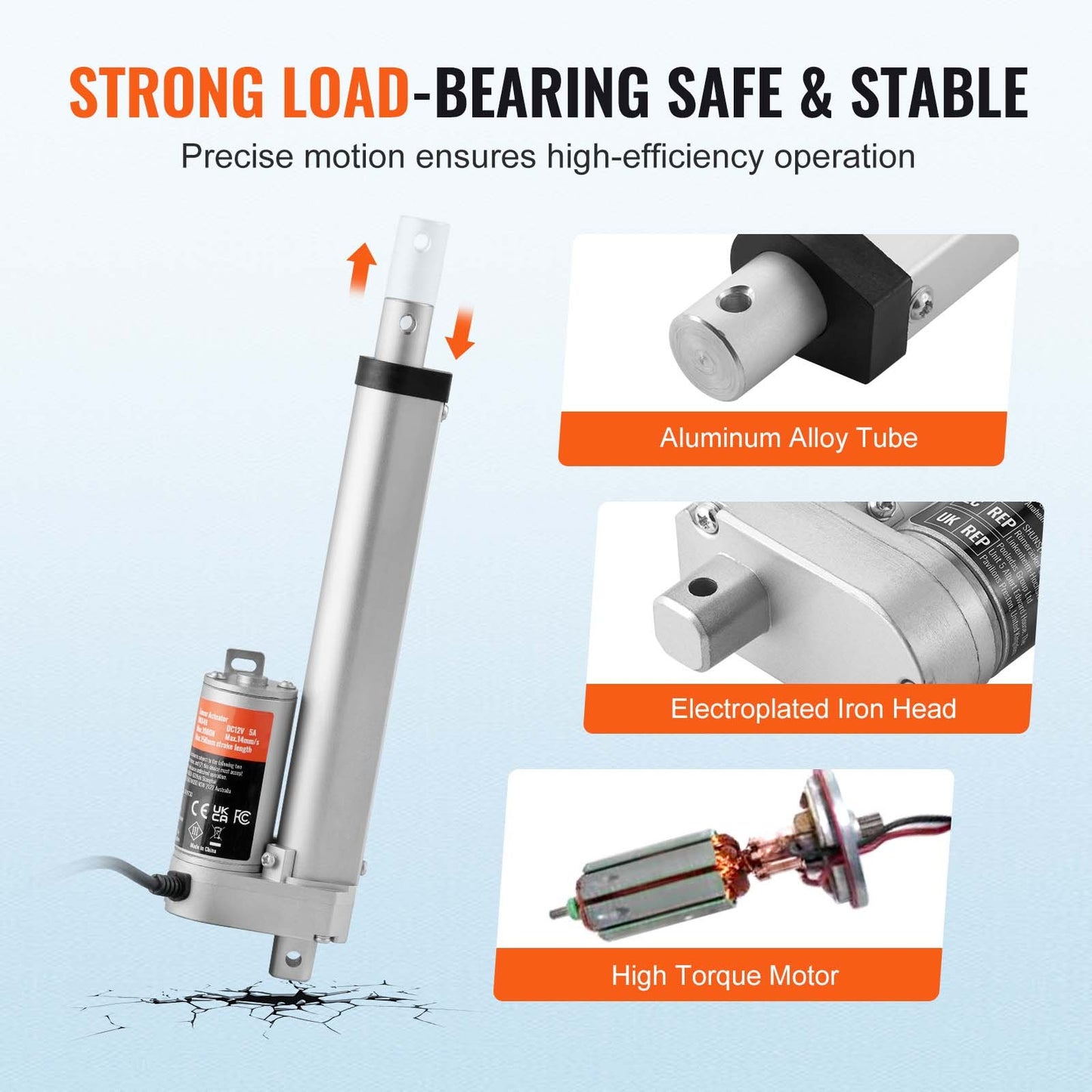 Linjär ställdon 12V 15,2 cm 1,4 cm/s Hög hastighet 99,8 kg/1000N IP54-skydd