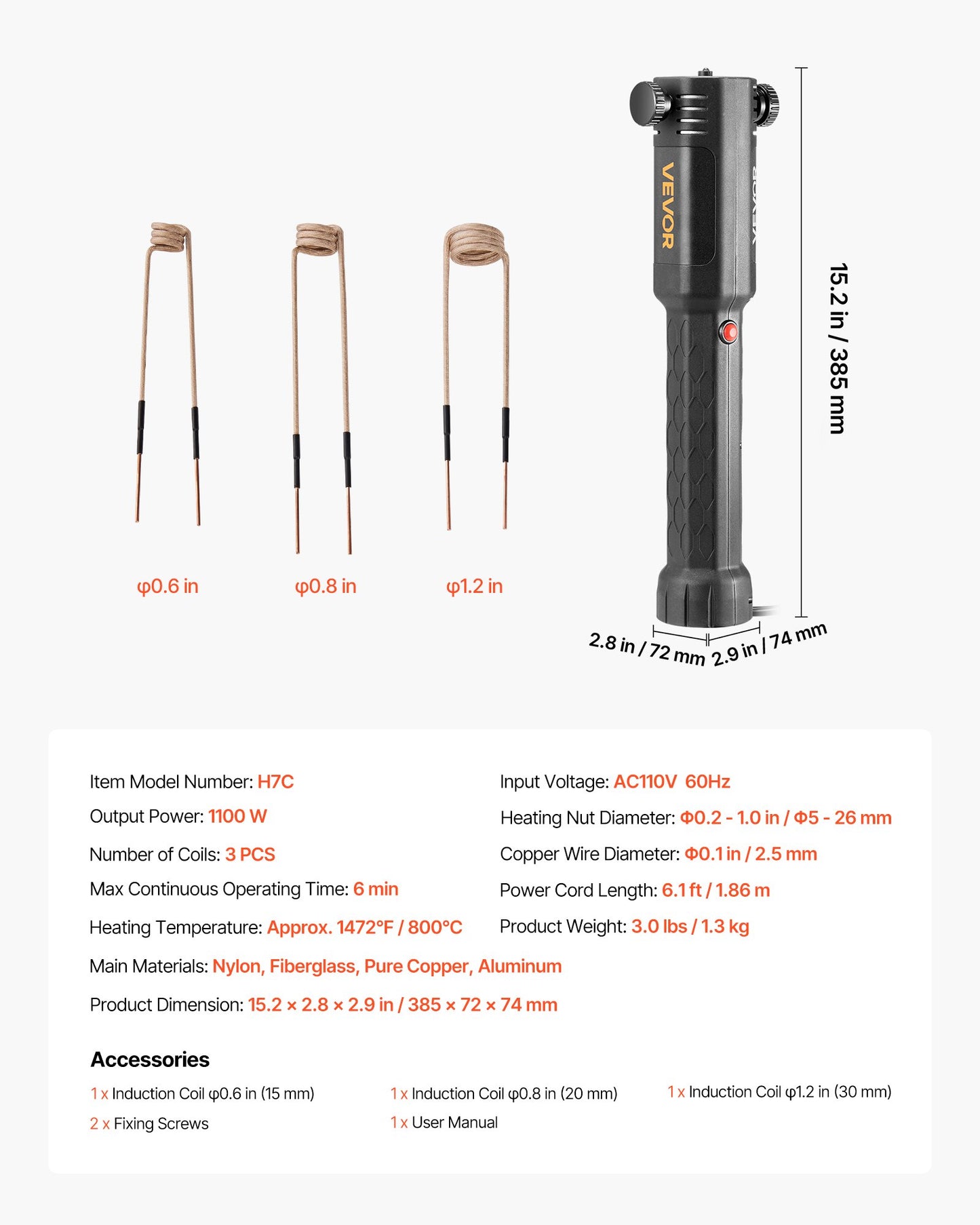 Demontering av induktionsvärmare, 1100W 230V magnetisk induktionsvärmare, handhållen mutterbrytare, minivärmemaskin för borttagning av rostiga skruvar, reparationsverktyg för bilgarage med 3 spolar