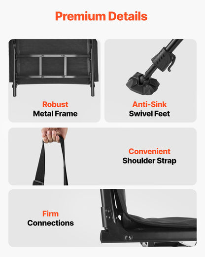 Jaktstol, 360° tyst vridbar, hopfällbar bärbar blindstol, kraftig stålram, med överdrag, sänkbara vridbara fötter, höjdjusterbar, 158 kg kapacitet för fiske