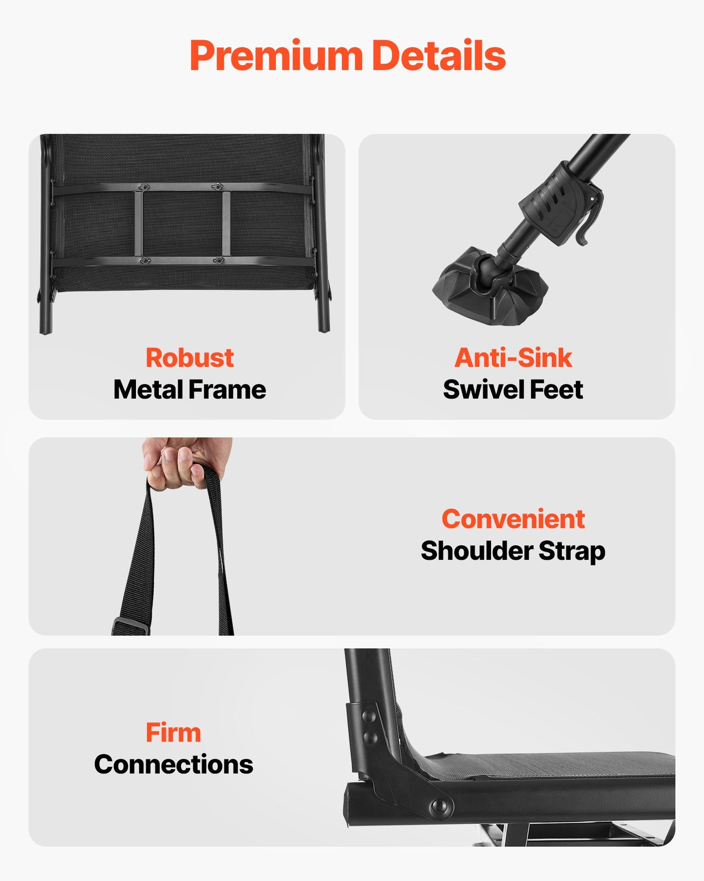 Jaktstol, 360° tyst vridbar, hopfällbar bärbar blindstol, kraftig stålram, golvpall med sänksäkra vridfötter, höjdjusterbar, 158 kg kapacitet för fiske och camping
