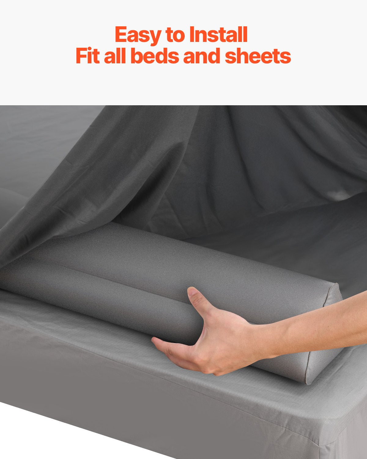 Sängskydd för småbarn, 122 cm uppblåsbar sängräcke med handpump, halkfri sängräcke för twin-, full-, queen- och king size-sängar, lätt och bärbar (2-pack)