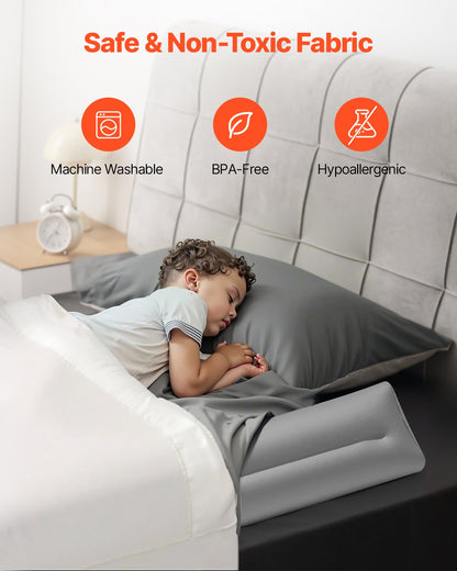 Sängskydd för småbarn, 122 cm uppblåsbar sängräcke med handpump, halkfri sängräcke för twin-, full-, queen- och king size-sängar, lätt och bärbar (2-pack)
