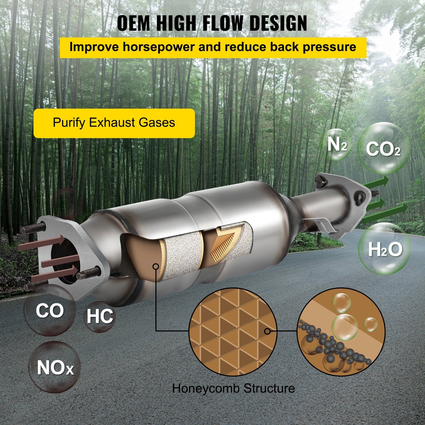 Högflödeskatalysator för 2003-2007 Honda Accord DX/EX/LX 2.4L L4