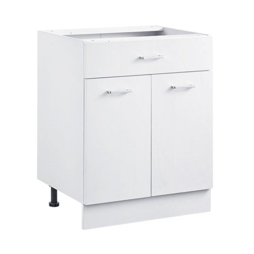 White Shaker Base Cabinet with Drawer, 24-Inch Unassembled Drawer Base Cabinet, 24" W x 19" D x 32" H Ready to Assemble Cabinet with Soft-Close Doors and Adjustable Shelf, for Home Office