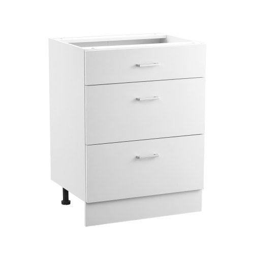Vitt Shaker-underskåp med 3 lådor, 24-tums omonterat underskåp med lådor, 24" B x 19" D x 32" H Monteringsklart skåp med mjukstängande lådskenor, för hemmakontor